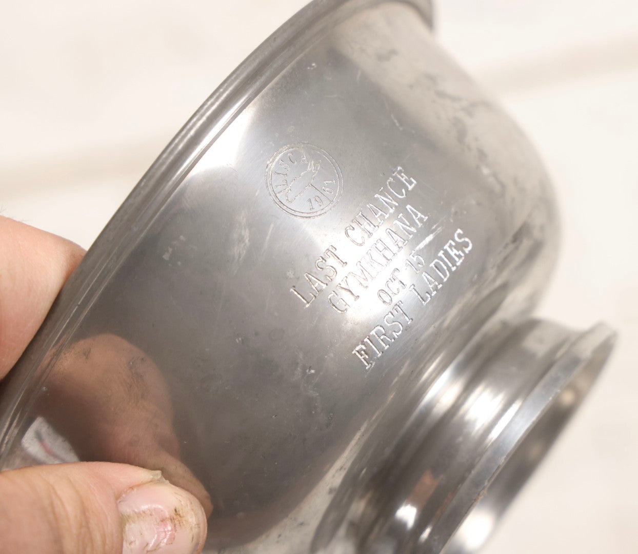 Lot 098 - Grouping Of 10 Vintage Pewter Gymkhana And Rally Trophies, 1959–1964, Various Makers Including Queen Art Pewter, Trinac Pewter, And Royal Holland Pewter