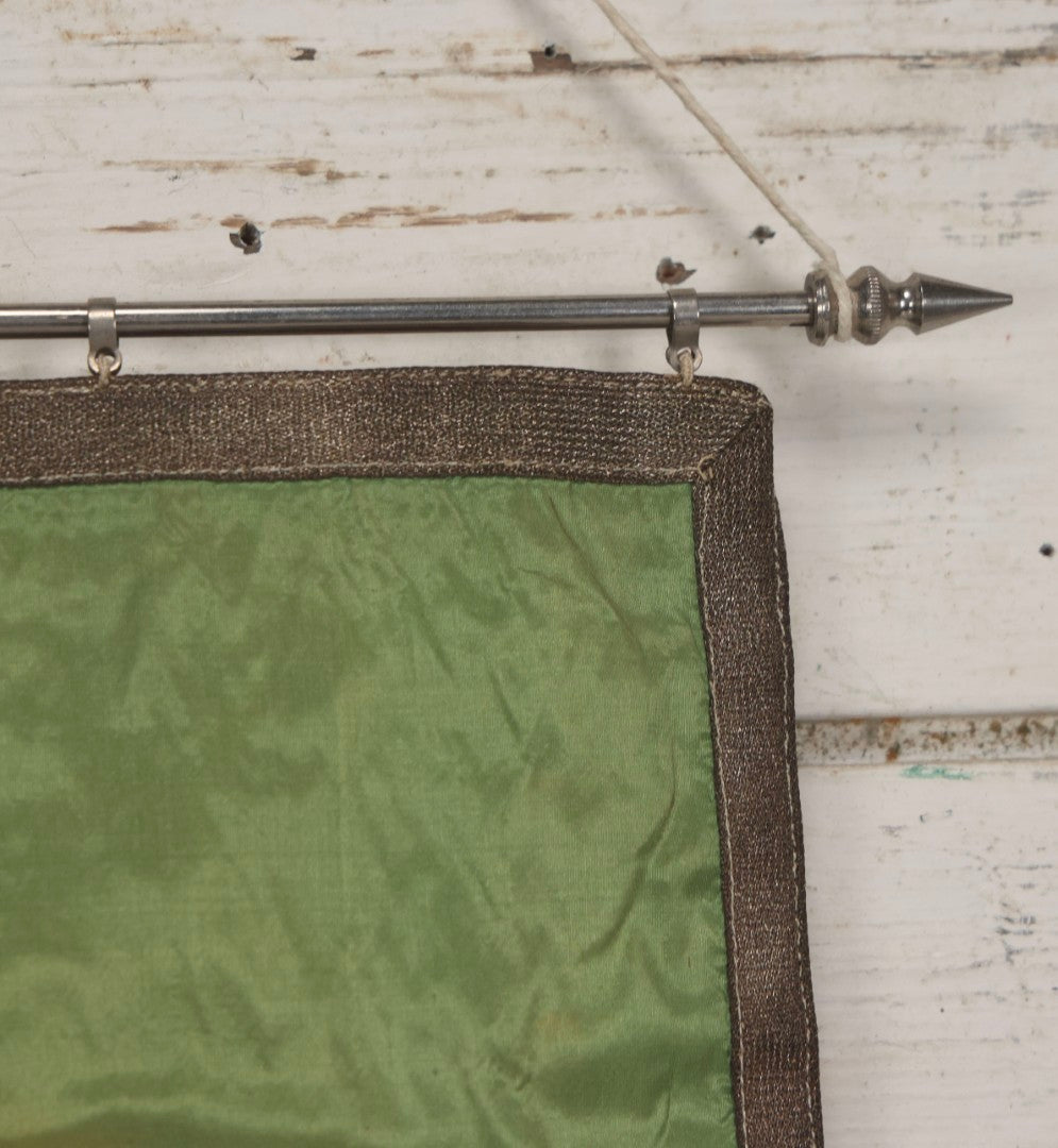 Lot 106 - Vintage Hand-Painted Odd Fellows I.O.O.F.. Rebekah Lodge Banner With Dove And Olive Branch On Green Fabric