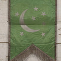 Lot 107 - Vintage Hand-Painted Odd Fellows I.O.O.F.. Rebekah Lodge Banner With Silver Crescent Moon And Stars On Green Fabric