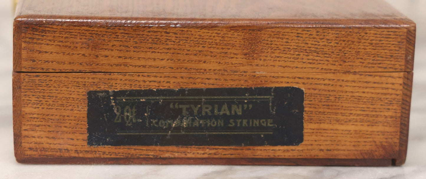 Lot 116 - Vintage Wooden Storage Box For Tyrian Combination Water Bottle And Fountain Syringe By Tyer Rubber Company, Andover, Massachusetts
