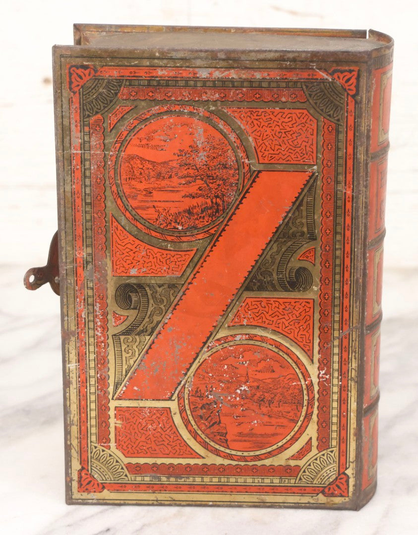 Lot 117 - Antique Tin Lithograph Book Safe In The Form Of Book Titled "History Of China," Marked "W.G. & B." On Spine