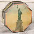 Lot 118 - Vintage Patriotic Octagonal Biscuit Tin With Statue Of Liberty, Other American History Scenes, By Loose-Wiles Biscuit Company, New York, New York