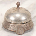 Lot 124 - Antique Desk Bell With Cast Iron Crosshatch Base And Chrome Push-Button Bell, 2-1/2" H