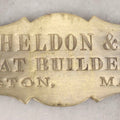 Lot 130 - Antique Brass Nameplate For O. Sheldon & Co. Boat Builders, Boston, Massachusetts, Circa Late 19th Century