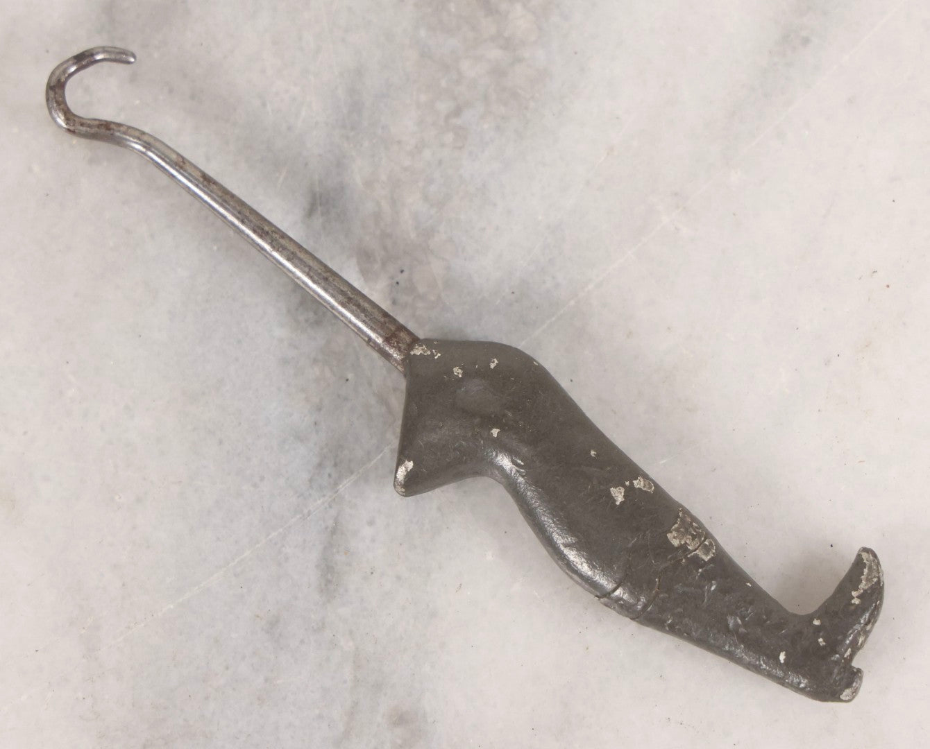 Lot 131 - Antique Cast Metal Button Hook With Handle In The Form Of A Lady's Leg And Victorian Boot, Circa Late 19th Century