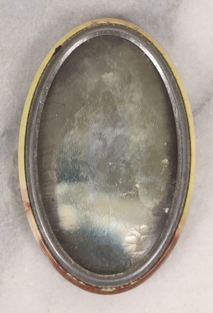 Lot 134 - Antique Celluloid Photo Button Pocket Mirror With Portrait Of Curly-Haired Baby In White Gown