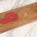Lot 135 - Vintage Pyrography Glove Box With Painted Floral Lid And Matching Interior Design, Mid 20th Century