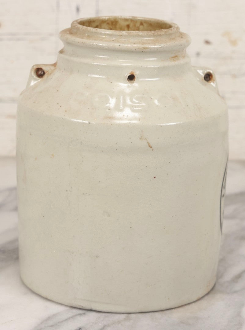 Lot 136 - Antique Stoneware Crock For Bowker's Pyrox Combined Insecticide And Fungicide, Boston, Baltimore, And Cincinnati, 7-1/8" H