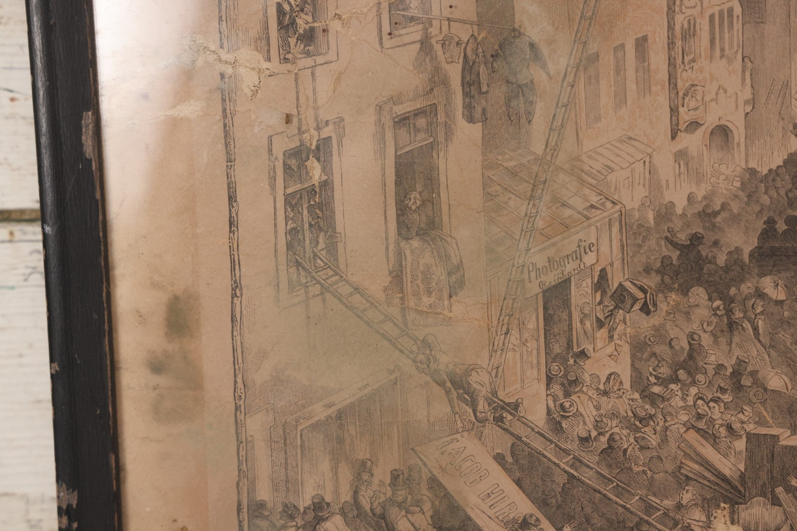 Lot 145 - Antique German Lithograph “Der Löwe Kommt!” (“The Lion Is Coming!”) By Carl August Reinhardt, Published By Georg Wigand, Leipzig, Satiric Scene Of Crowd Panic After Rumored Escaped Circus Lion, Circa Mid 19th Century, Framed, 25" x 19"