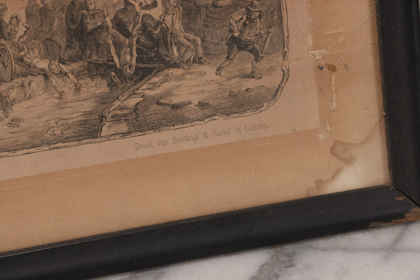 Lot 145 - Antique German Lithograph “Der Löwe Kommt!” (“The Lion Is Coming!”) By Carl August Reinhardt, Published By Georg Wigand, Leipzig, Satiric Scene Of Crowd Panic After Rumored Escaped Circus Lion, Circa Mid 19th Century, Framed, 25" x 19"