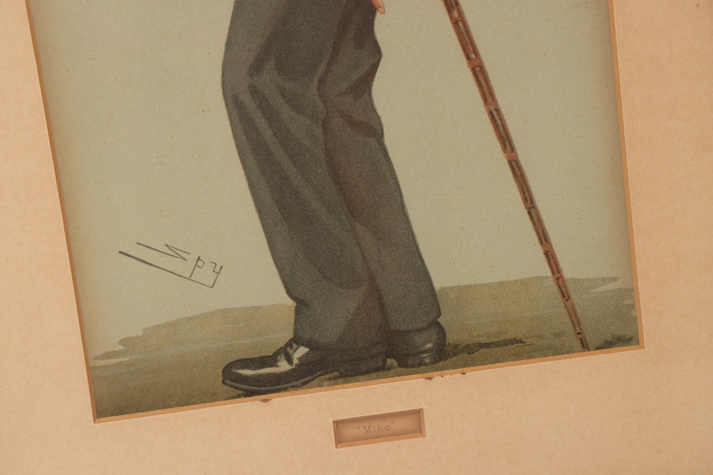 Lot 146 - Antique Vanity Fair Chromolithograph Print Cartoon Titled “Mike," From Men Of The Day No. 653, By Sir Leslie Ward, Vincent, Brooks, Day & Son Lithographers, July 16, 1896, Framed, 11-3/4" x 17-3/4"