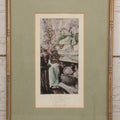 Lot 150 - Vintage Watercolor Painting Titled "La Galette Au Buffet" ("The Cake At The Sideboard") In Green, Purple, And Black Tones, Artist Illegible, In Frame, 11-1/2" x 16-1/2"
