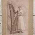 Lot 154 - Antique Boarded Photograph Of Young Girl In White Dress Playing Ornate Harp, Photographed By Belsmith, Cincinnati, Ohio