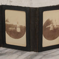 Lot 157 - Antique Quad-Fold Leatherette Photo Folder Wallet With Four Cabinet Card Photographs, Including Woman's Portraits And Children With Lamb