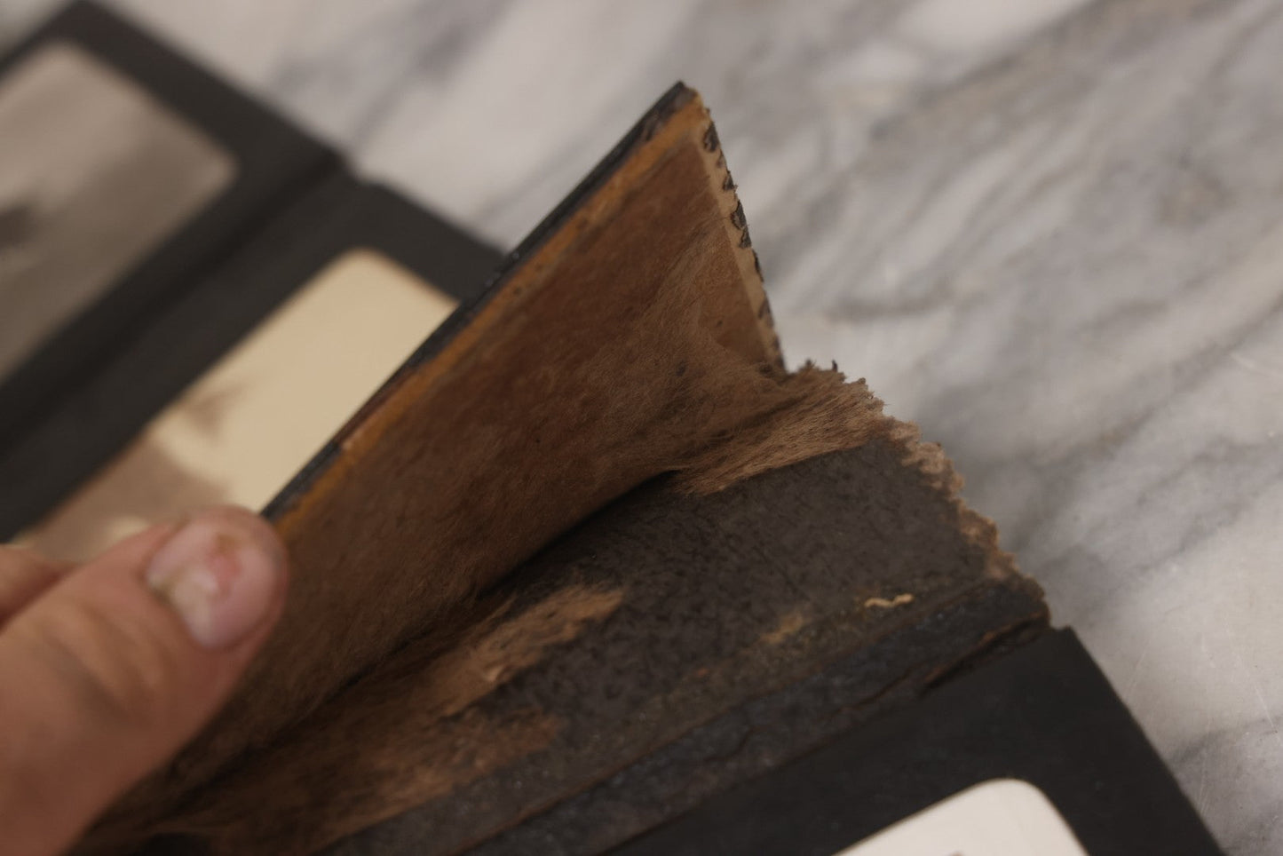 Lot 157 - Antique Quad-Fold Leatherette Photo Folder Wallet With Four Cabinet Card Photographs, Including Woman's Portraits And Children With Lamb
