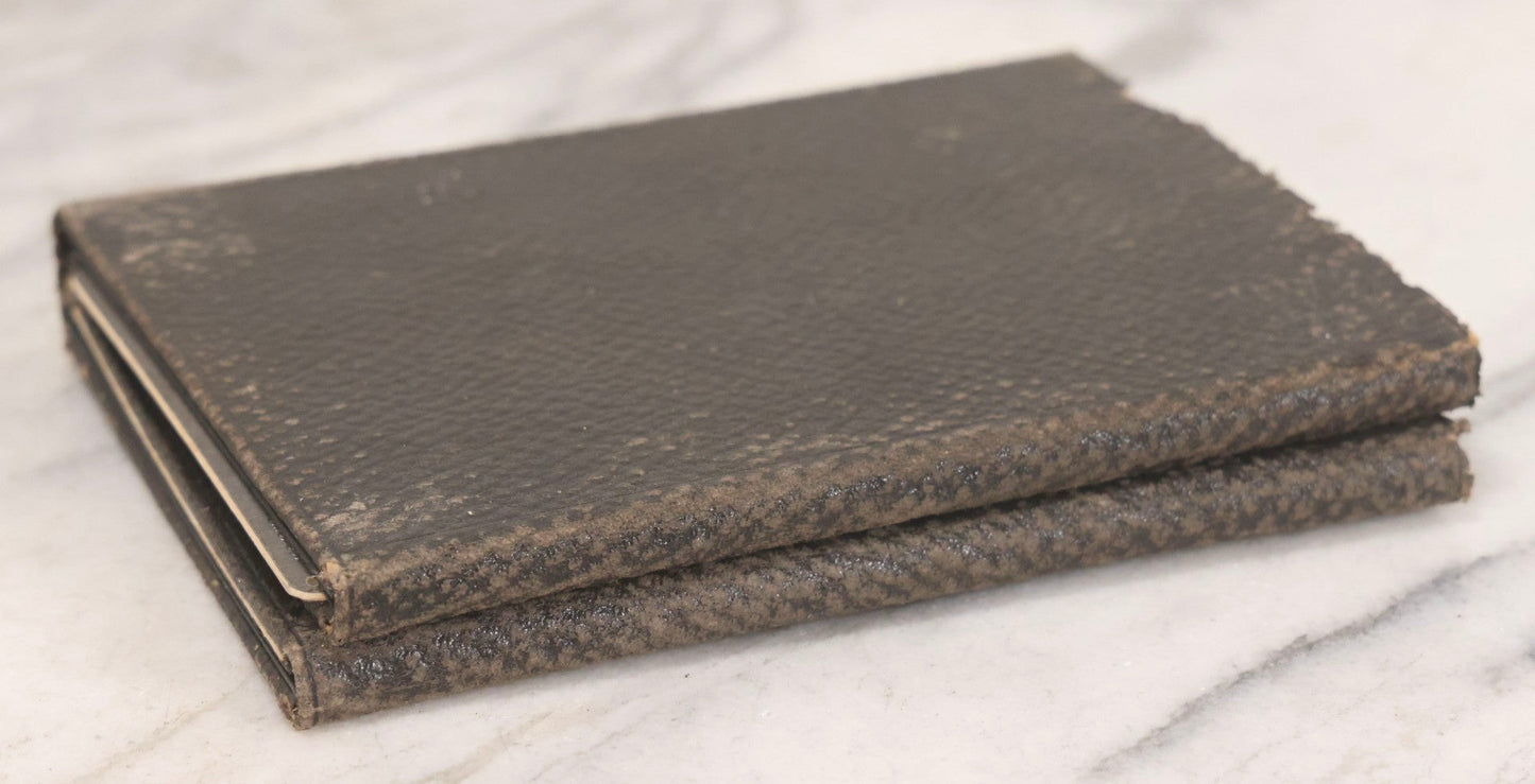 Lot 157 - Antique Quad-Fold Leatherette Photo Folder Wallet With Four Cabinet Card Photographs, Including Woman's Portraits And Children With Lamb