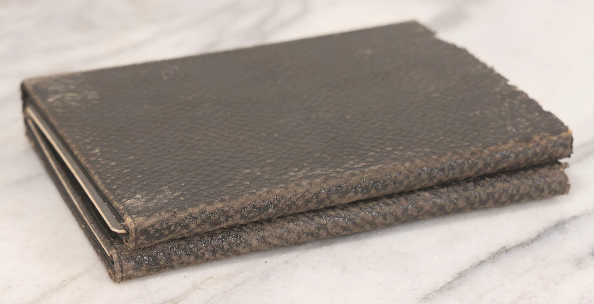 Lot 157 - Antique Quad-Fold Leatherette Photo Folder Wallet With Four Cabinet Card Photographs, Including Woman's Portraits And Children With Lamb