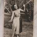 Lot 159 - Vintage Snapshot Photograph Of Barefoot Topless Woman In Hawaiian Skirt Dancing In The Grass
