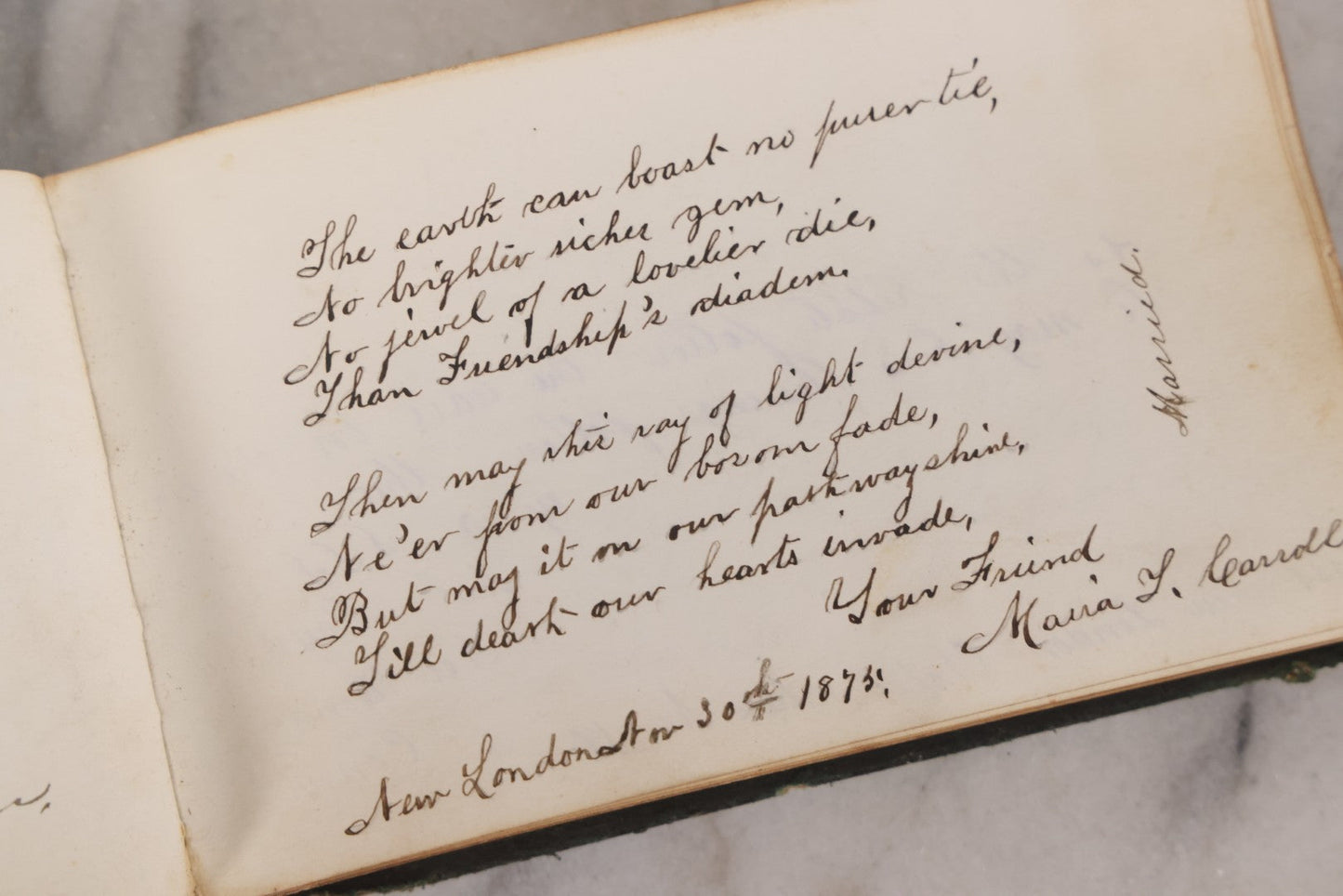 Lot 179 - Antique Autograph Book Belonging To “Stella,” Filled With Inscriptions And Signatures, Dated 1875–1881, Note Poor Condition