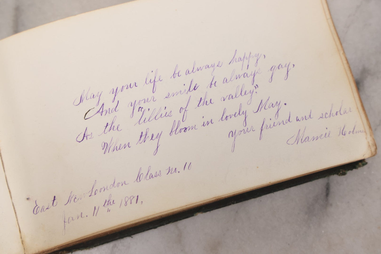 Lot 179 - Antique Autograph Book Belonging To “Stella,” Filled With Inscriptions And Signatures, Dated 1875–1881, Note Poor Condition