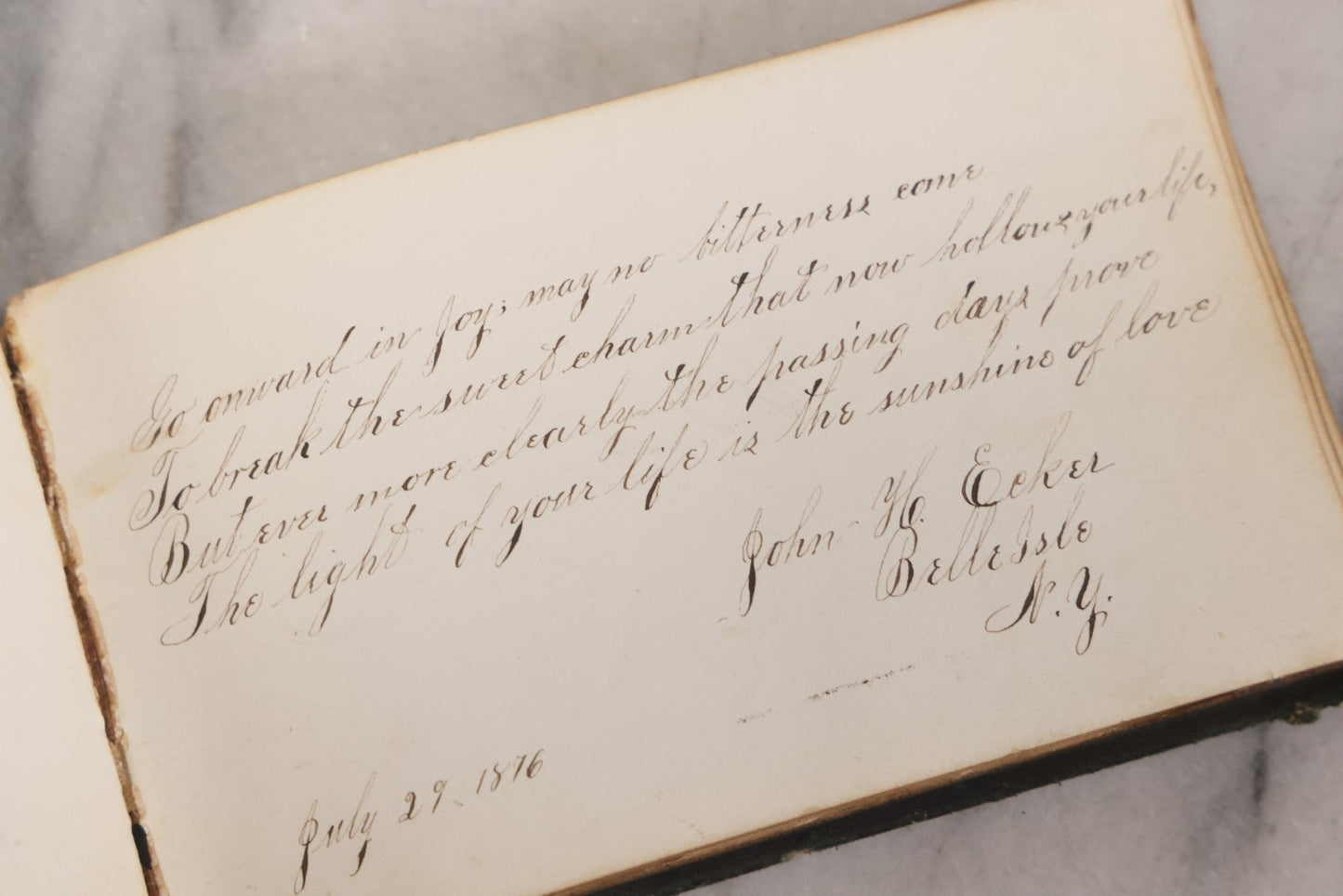 Lot 179 - Antique Autograph Book Belonging To “Stella,” Filled With Inscriptions And Signatures, Dated 1875–1881, Note Poor Condition