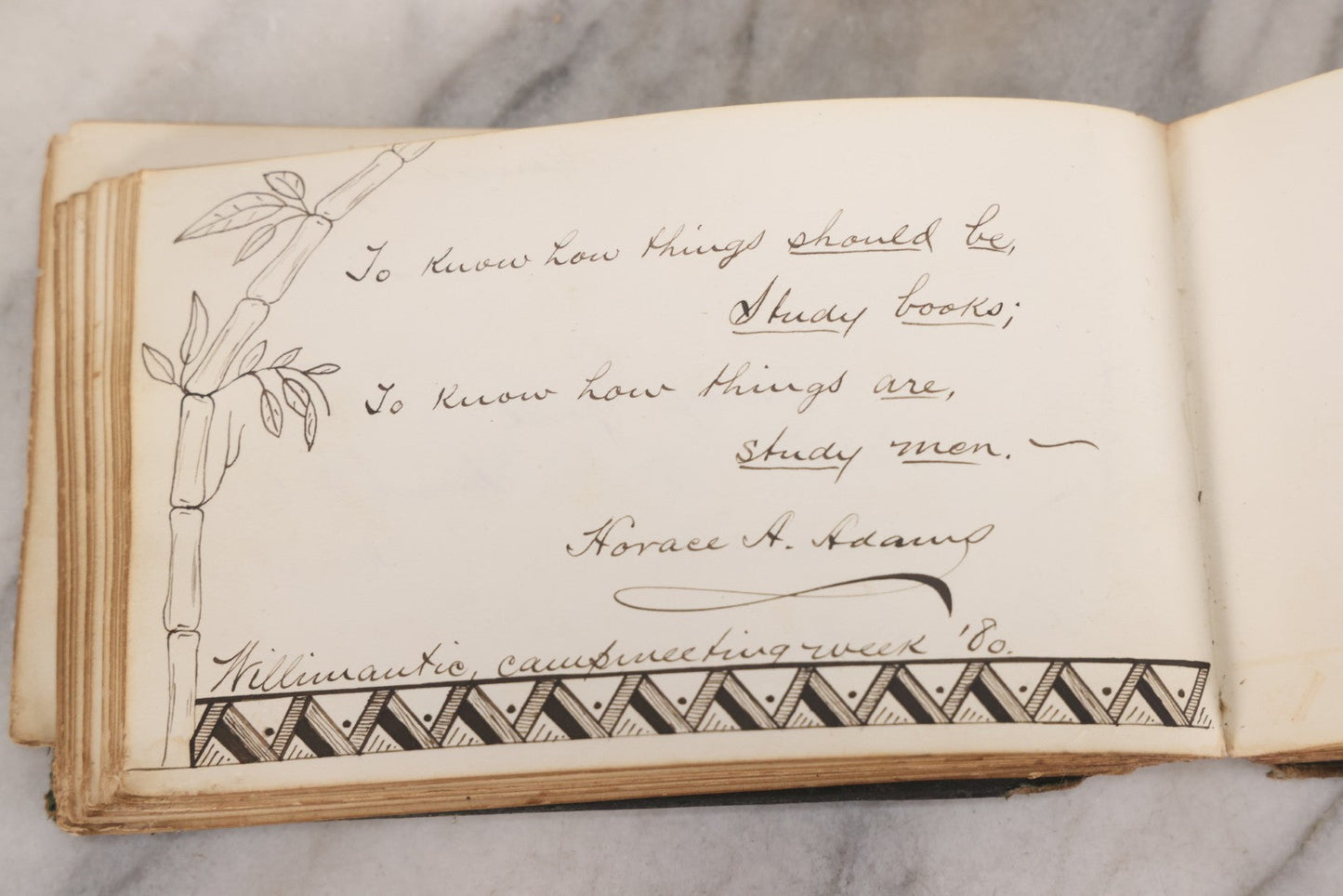 Lot 179 - Antique Autograph Book Belonging To “Stella,” Filled With Inscriptions And Signatures, Dated 1875–1881, Note Poor Condition