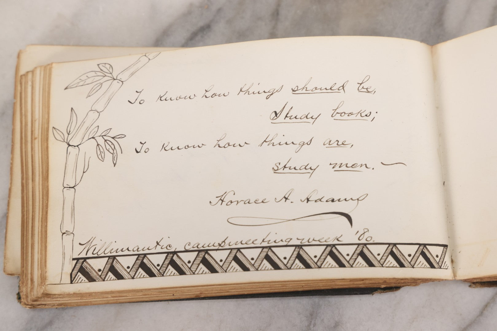 Lot 179 - Antique Autograph Book Belonging To “Stella,” Filled With Inscriptions And Signatures, Dated 1875–1881, Note Poor Condition