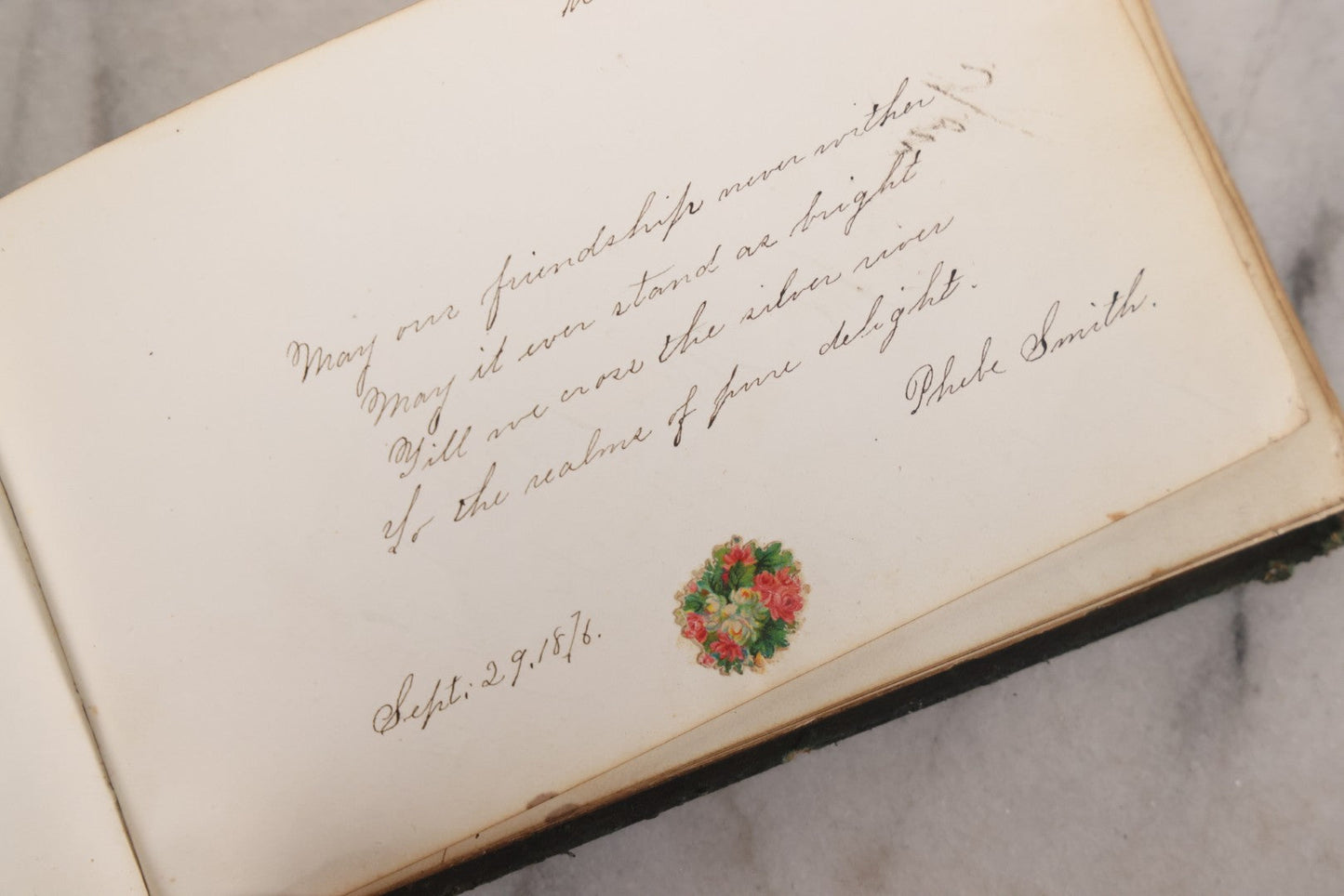 Lot 179 - Antique Autograph Book Belonging To “Stella,” Filled With Inscriptions And Signatures, Dated 1875–1881, Note Poor Condition