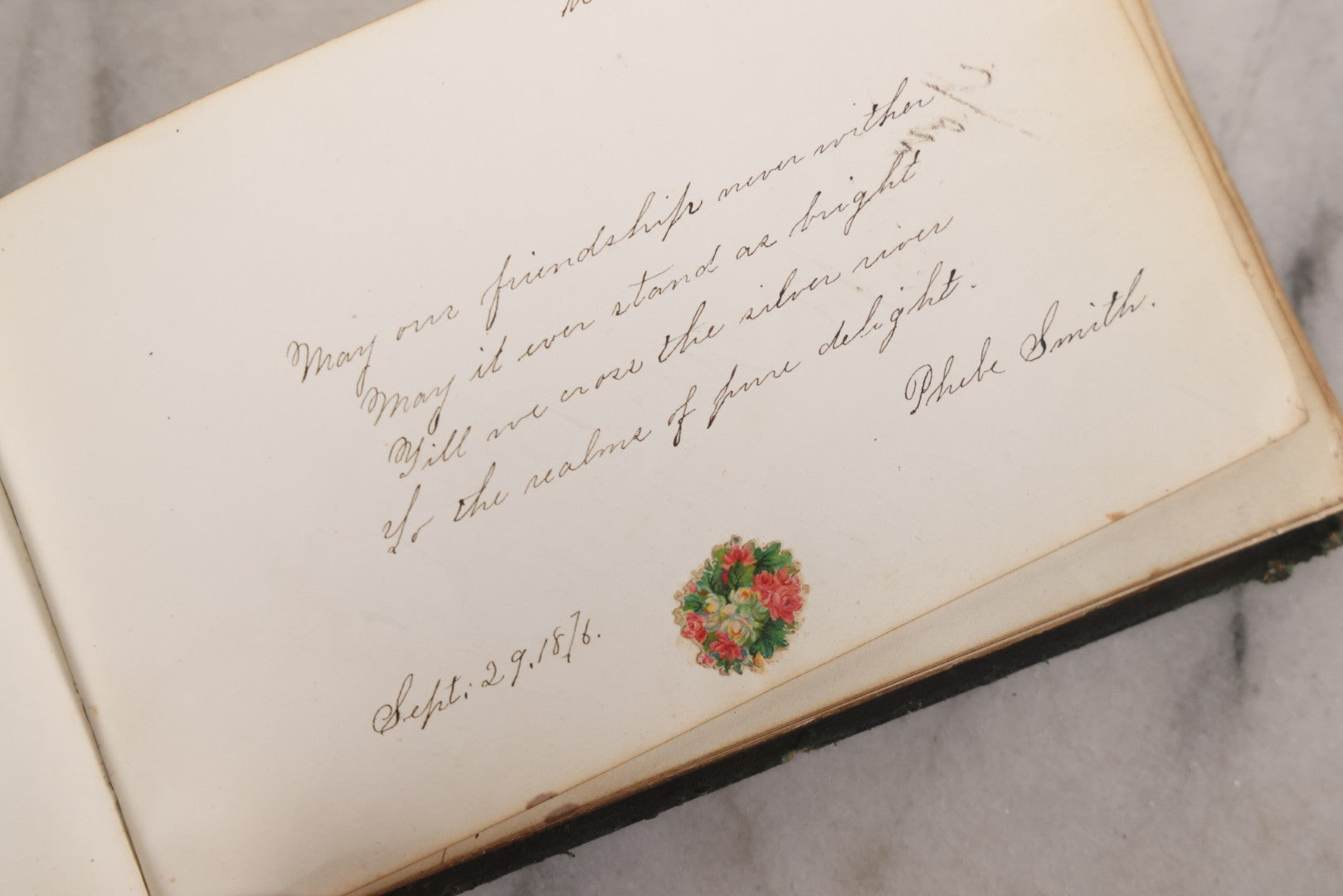 Lot 179 - Antique Autograph Book Belonging To “Stella,” Filled With Inscriptions And Signatures, Dated 1875–1881, Note Poor Condition