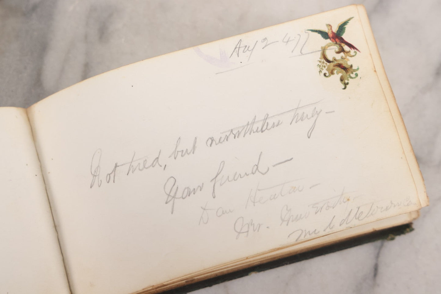 Lot 179 - Antique Autograph Book Belonging To “Stella,” Filled With Inscriptions And Signatures, Dated 1875–1881, Note Poor Condition