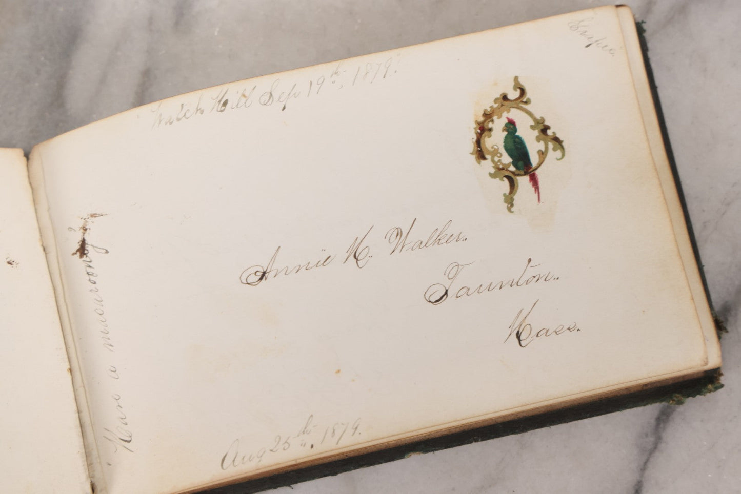 Lot 179 - Antique Autograph Book Belonging To “Stella,” Filled With Inscriptions And Signatures, Dated 1875–1881, Note Poor Condition