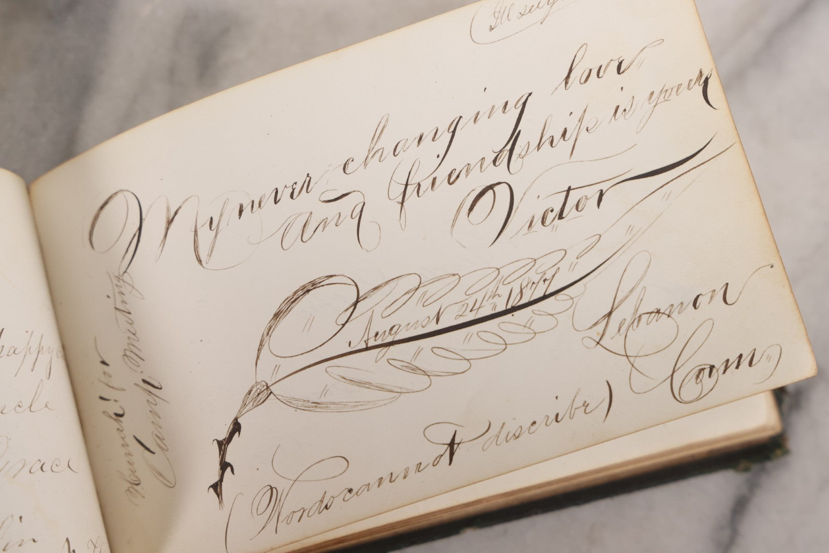 Lot 179 - Antique Autograph Book Belonging To “Stella,” Filled With Inscriptions And Signatures, Dated 1875–1881, Note Poor Condition