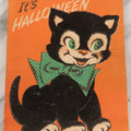 Lot 181 - Vintage Norcross “King Size” Foldout Halloween Card Poster With Black Velvet Cat And “It's Hallowe'en” Design, Circa 1950s