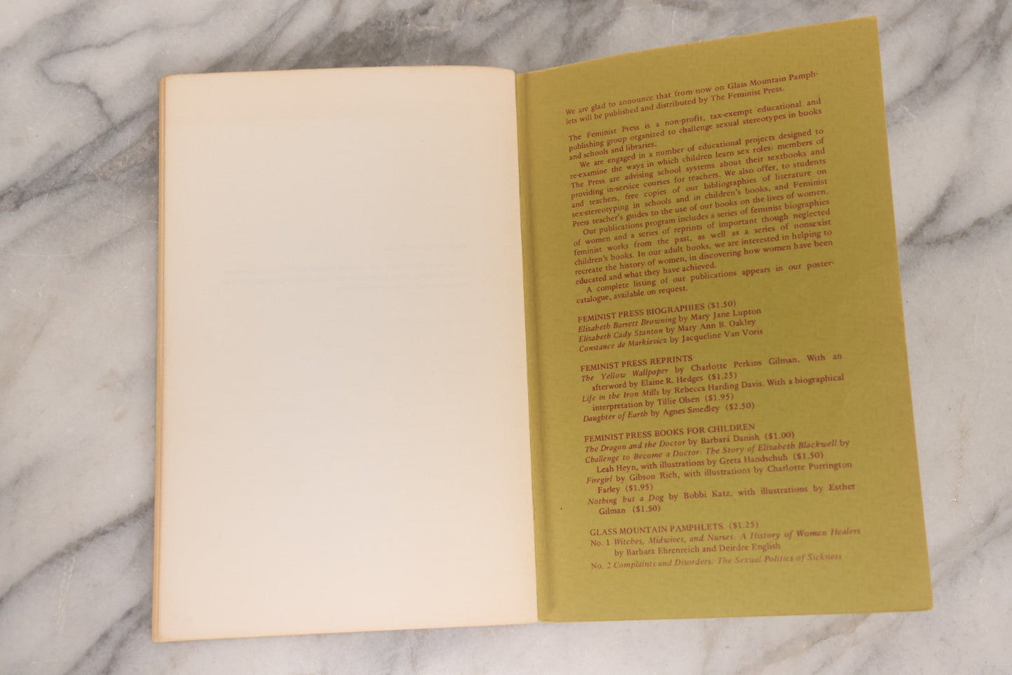 Lot 183 - Vintage Feminist Press Booklet “Witches, Midwives, And Nurses: A History Of Women Healers” By Barbara Ehrenreich And Deirdre English, 1973