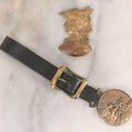 Lot 191 - Pair Of Vintage Pressed Metal Items Including Hermes Brass Ornament And Rowing Watch Fob With River Scene