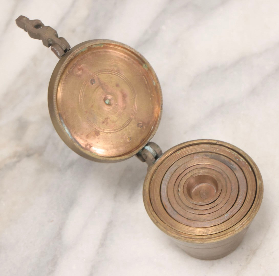 Lot 192 - Antique Bronze Nested Apothecary Or Military Measuring Cup Weight Set, Seven Pieces