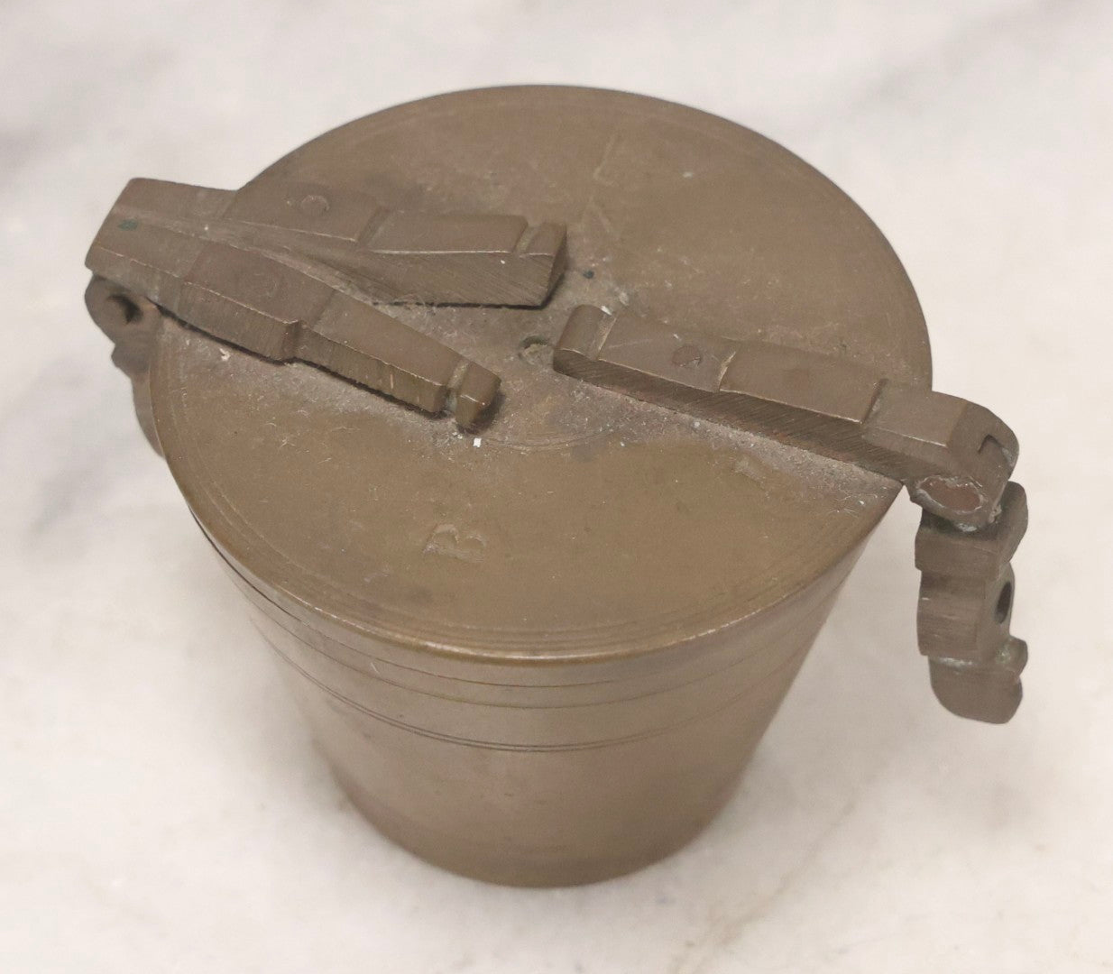 Lot 192 - Antique Bronze Nested Apothecary Or Military Measuring Cup Weight Set, Seven Pieces