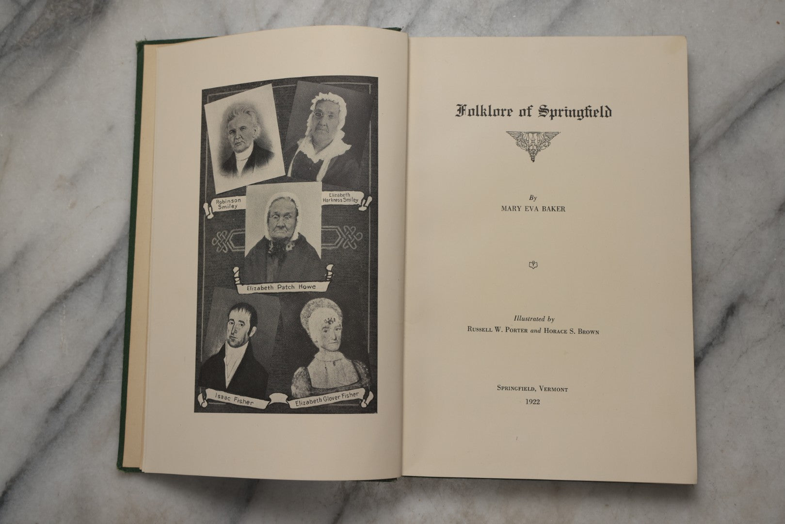 Lot 197 - "Folklore Of Springfield, Vermont" Antique Illustrated Local History Book By Mary Eva Baker, Published By The Altrurian Club Of Springfield, Springfield, Vermont, 1922