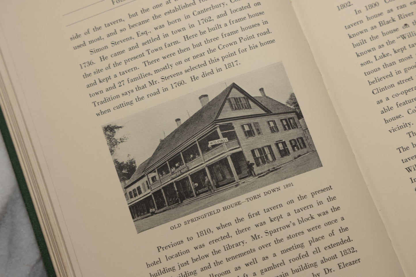 Lot 197 - "Folklore Of Springfield, Vermont" Antique Illustrated Local History Book By Mary Eva Baker, Published By The Altrurian Club Of Springfield, Springfield, Vermont, 1922