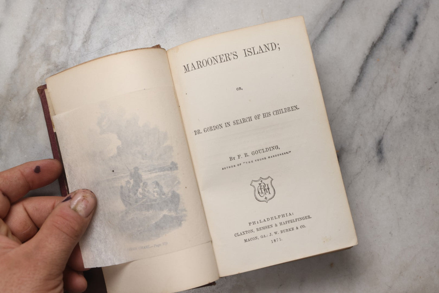 Lot 204 - "Marooner's Island; Or, Dr. Gordon In Search Of His Children" Antique Illustrated Adventure Book By F. R. Goulding, Published By Claxton, Remsen & Haffelfinger, Philadelphia, 1871