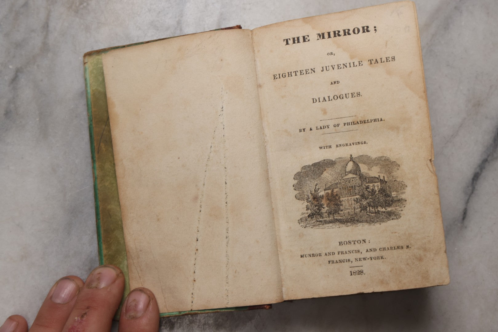 Lot 214 - "The Mirror; Or, Eighteen Juvenile Tales And Dialogues" Antique Children's Book By A Lady Of Philadelphia, Published By Munroe And Francis, Boston, 1828