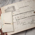 Lot 217 - "Specimens Of Printing Types" Antique Book By R. & J. & A. W. Lindsay, New York, Repurposed As Scrapbook With 70+ Pasted Receipts, 1870–1881