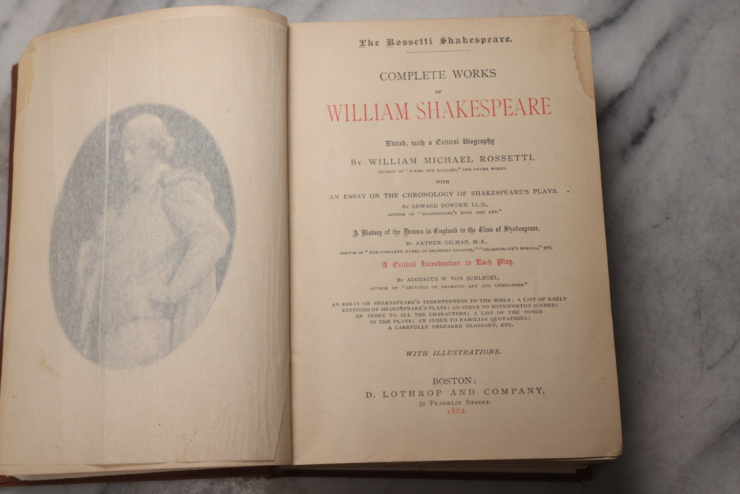 Lot 219 - “The Rossetti Shakespeare: The Complete Works Of William Shakespeare,” Antique Illustrated Collected Works With Criticism, Edited By William Michael Rossetti, D. Lothrop And Company, Boston, 1882