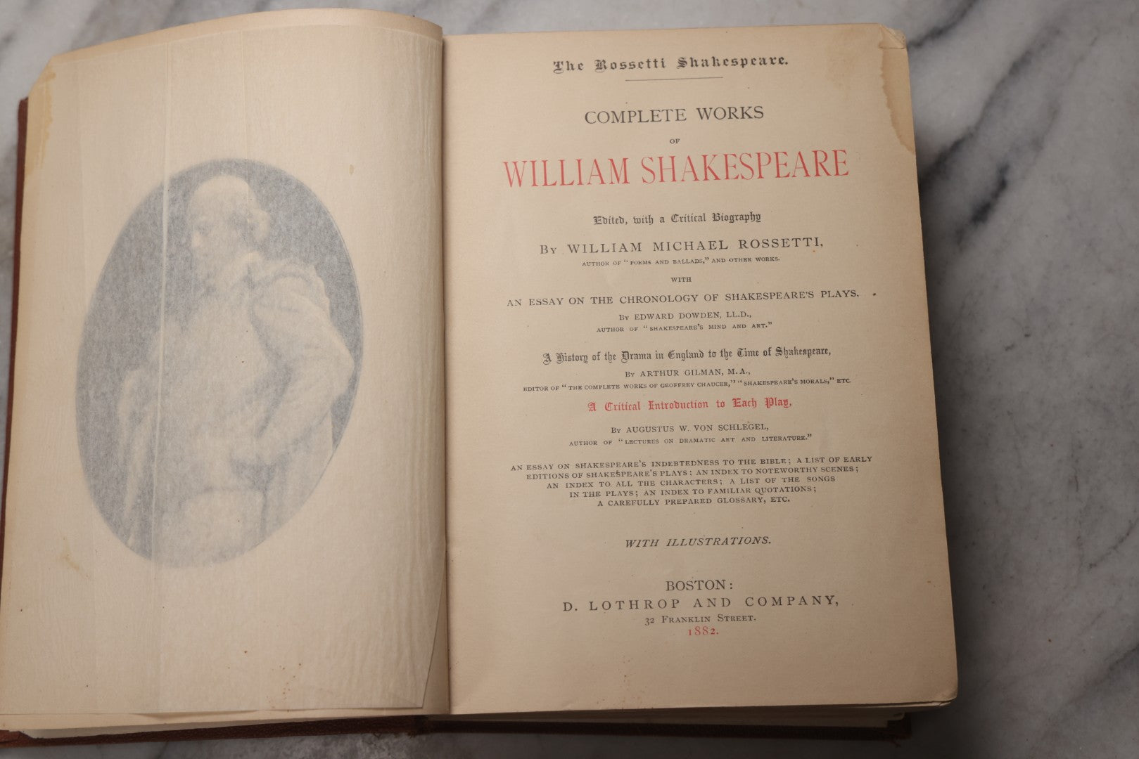 Lot 219 - “The Rossetti Shakespeare: The Complete Works Of William Shakespeare,” Antique Illustrated Collected Works With Criticism, Edited By William Michael Rossetti, D. Lothrop And Company, Boston, 1882