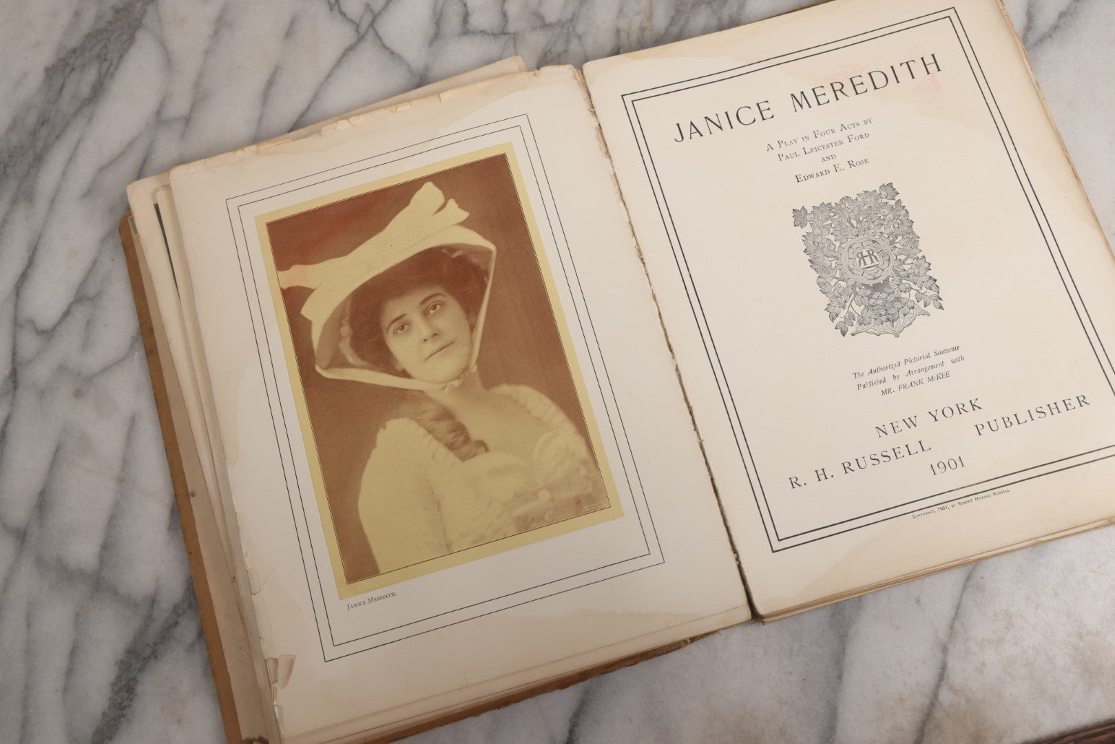 Lot 031 - "The Illustrated American Stage" Antique American Theater Book, Published By R. H. Russell, New York, 1901, Note Poor Condition