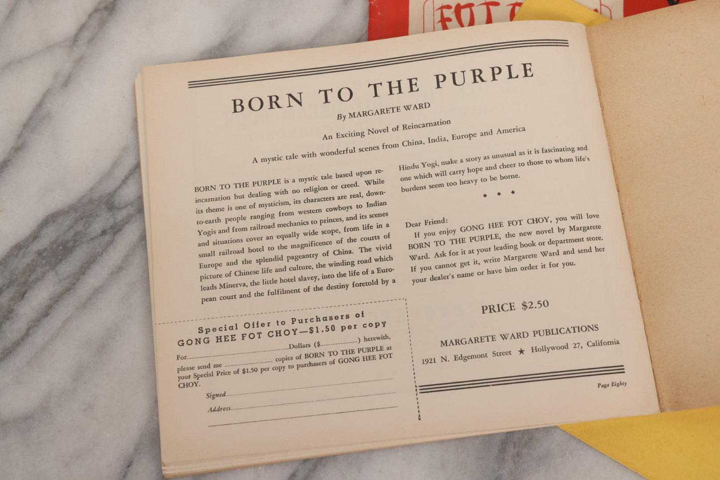 Lot 035 - Vintage "Gong Hee Fot Choy" Fortune-Telling Game Booklet With Folding Houses Chart, By Margarete Ward, Including Lessons In Astrology And Numerology, Twenty-First Edition, Copyright 1938