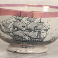 Lot 041 - Antique Transferware Pottery Sailor's Grave Bowl With Sailing Ship, Poem, And Pink Lustre Decoration, Early To Mid 19th Century, 5-7/8" Diameter
