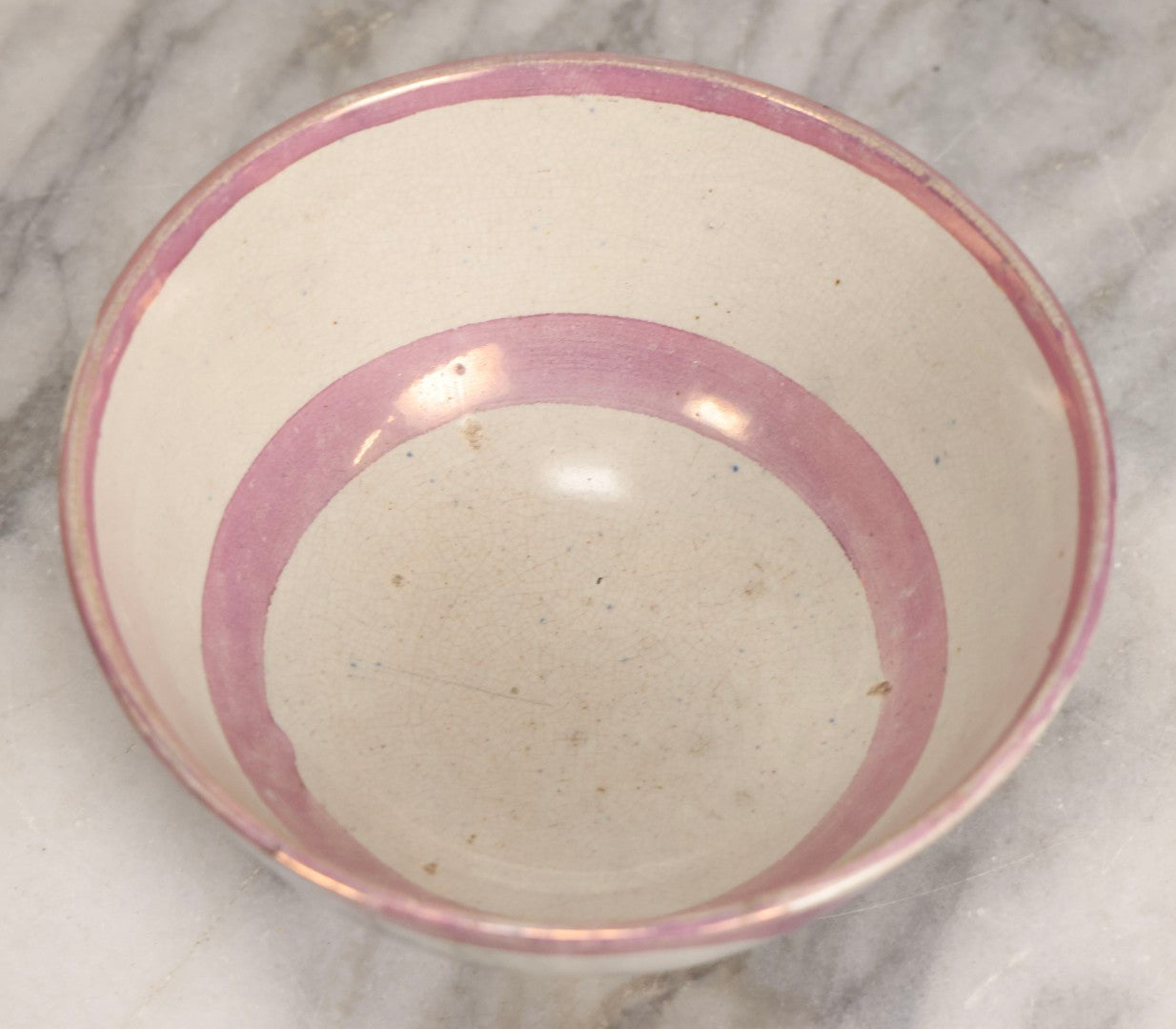 Lot 041 - Antique Transferware Pottery Sailor's Grave Bowl With Sailing Ship, Poem, And Pink Lustre Decoration, Early To Mid 19th Century, 5-7/8" Diameter