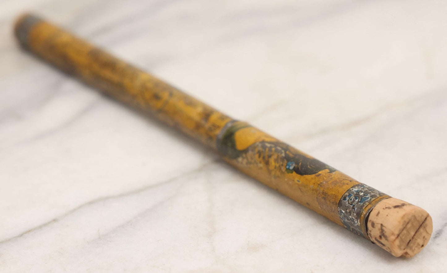 Lot 054 - Antique Gloria Brand Highly Tempered Steel Knitting Pins In Original Tin Lithograph Tube With Woman's Face Motif, Made In Germany, 9-3/4" L