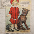 Lot 056 - Antique Linen Buster Brown Necktie Party Game By R. F. Outcault With Ten Bowties, Buster Brown Shoes Advertising